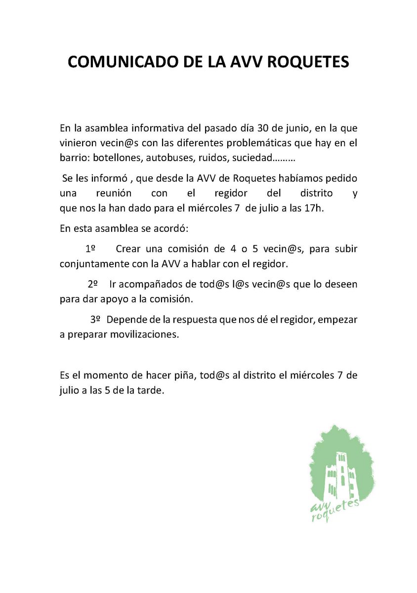 seguim ... resistim ... <a href="/AVVRoquetes/">AVV Roquetes</a> <a href="/Bcn_NouBarris/">Districte de Nou Barris</a>