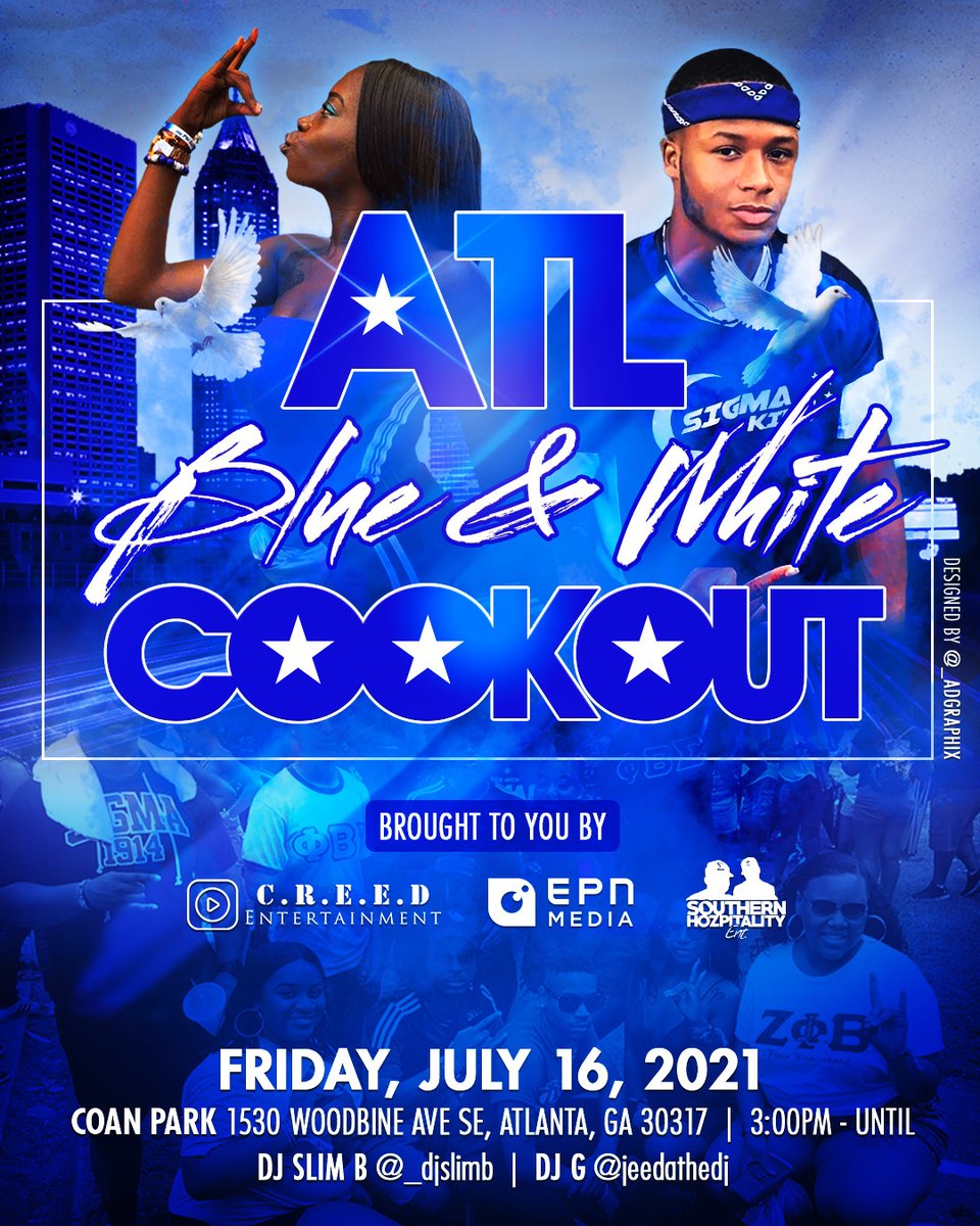 Goldenlocks101's tweet photo. The 1st official event from @_creedent ✨ The ATL Blue 🔵 & White ⚪️ You don’t want to miss 🙌🏾 Accepting Food Donations🍽 via Cash App ($CREEDEnt)
Sounds 🎶 by @_djslimb and @jeedathedj 🔥
#ΦΒΣ #Atlanta #BlueandWhite #ZΦΒ #ZΦΒΣ #AGPWeekend #AtlGreekPicnic #AGP https://t.co/mFlECu8xyB