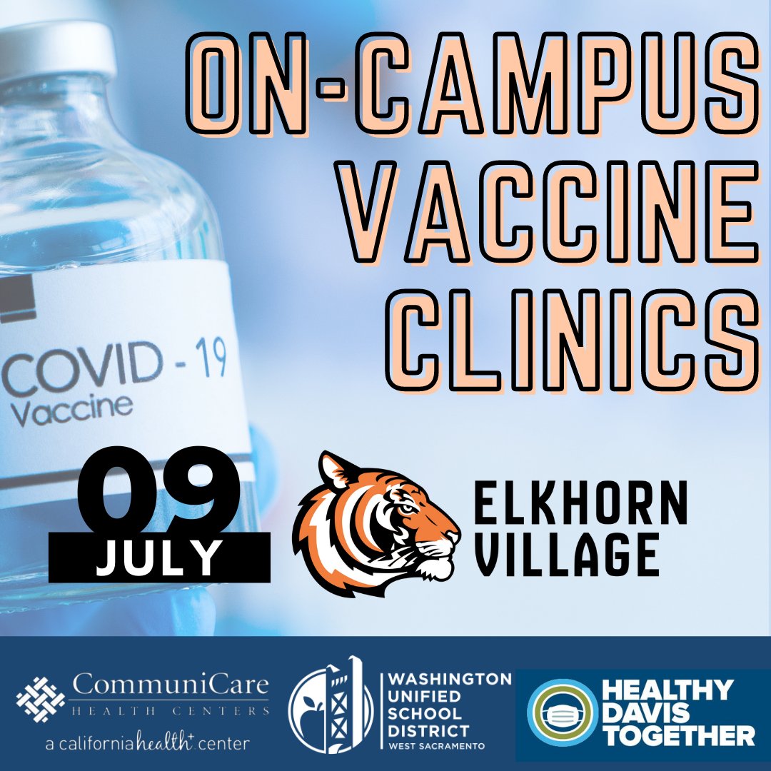 We're hosting another On-Campus COVID-19 Vaccine Clinic on July 9 at <a href="/elkhornvillage/">ElkhornVillage</a>. Read more &amp; sign up: wusd.k12.ca.us/announcements/…