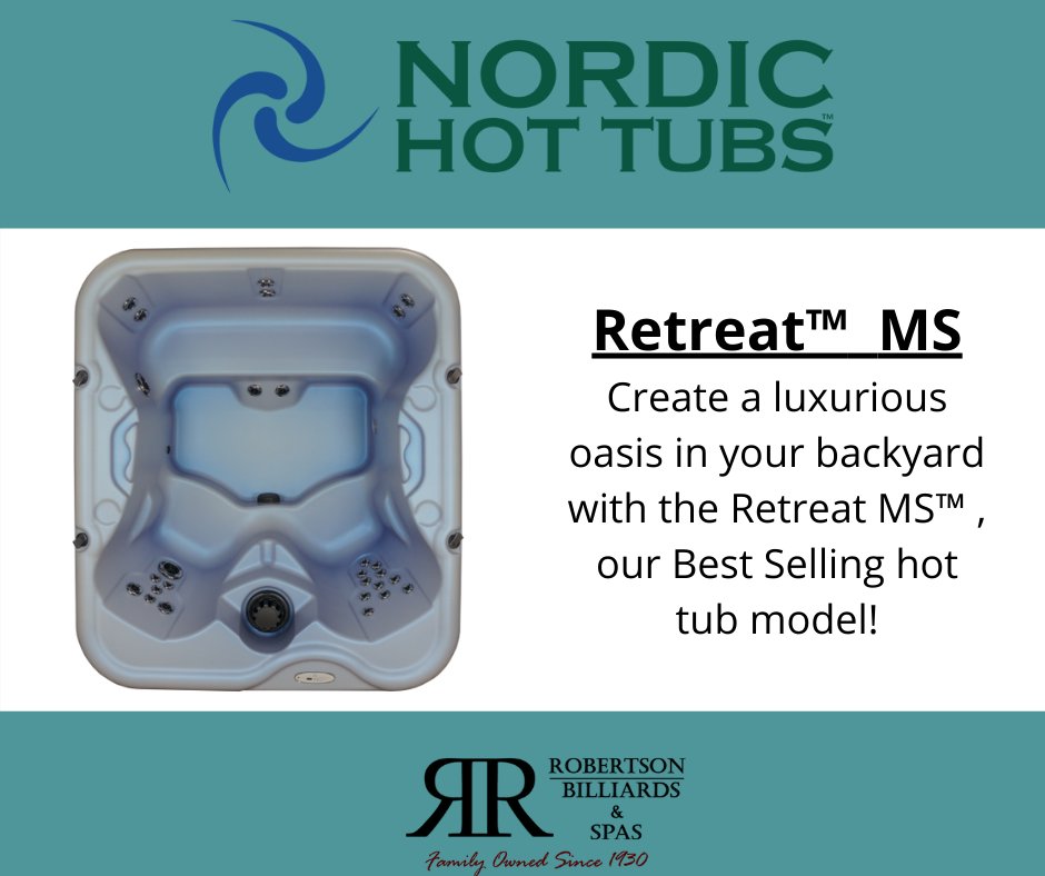 Robertson Billiards and Spas (@robertsonbilrds) on Twitter photo With two deep therapy bucket seats and a bench seat, the Retreat MS™ offers room for entertaining or just simple sanctuary from the stress of the day! 
Get yours today: ow.ly/4fxi50FnZWD
#robertsonsbilliardsandspas #nordichotubs #hottubs #jacuzzi With two deep therapy bucket seats and a bench seat, the Retreat MS™ offers room for entertaining or just simple sanctuary from the stress of the day! 
Get yours today: ow.ly/4fxi50FnZWD
#robertsonsbilliardsandspas #nordichotubs #hottubs #jacuzzi