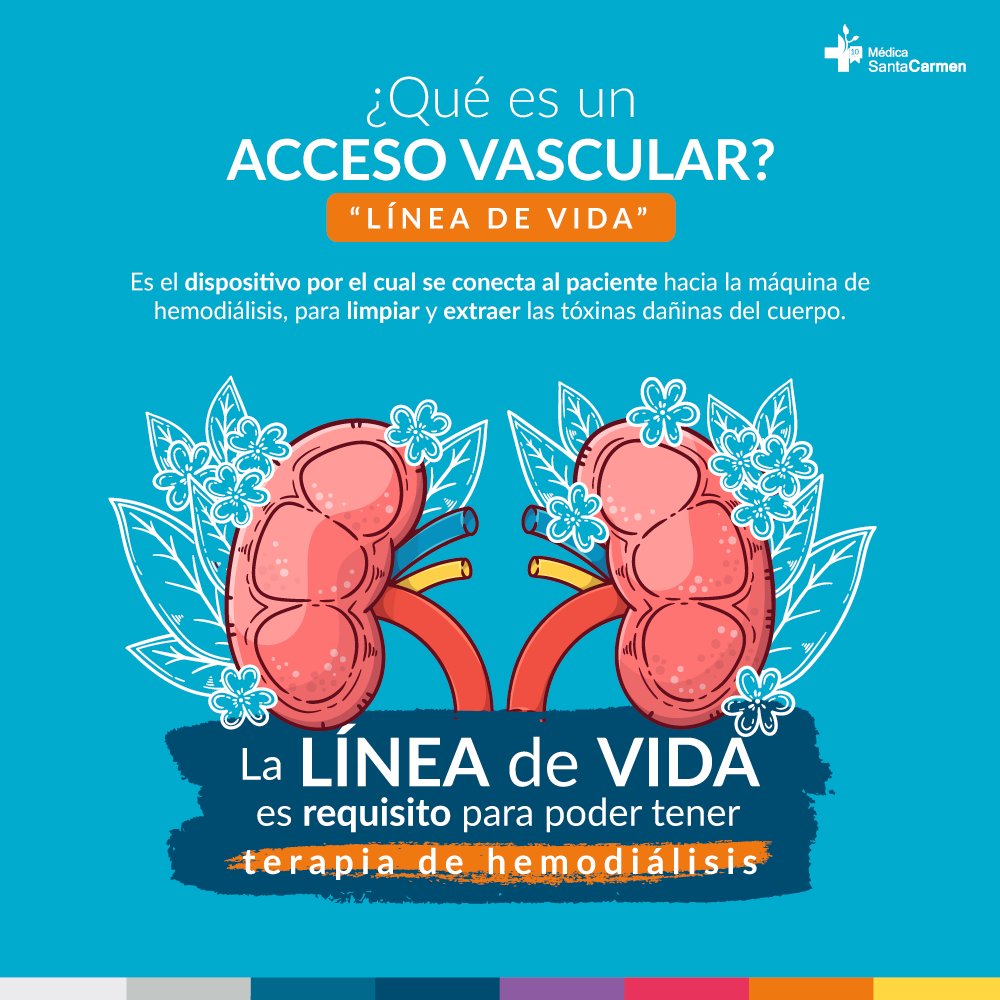 ¿Sabe qué es un acceso vascular? ¡Cuide su línea de vida! mantenerla en buen estado permitirá tener una mejor Hemodiálisis  #ConsejosSantaCarmen #MédicaSantaCarmen #AccesosVasculares #MejorHemodiálisis