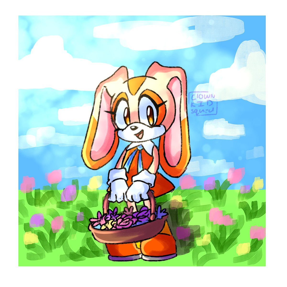 A sort of spring cream i drew in the middle of winter 😭

#SonicTheHedgehog #Sonic30th #sonicfanart #CreamTheRabbit #FANART #myart