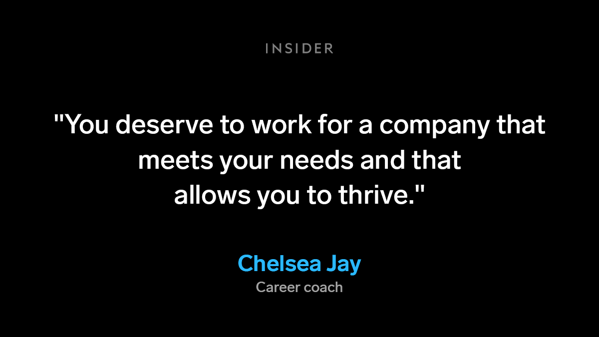 insidercareers's tweet image. 2️⃣ What&apos;s your approach to flexibility and remote work? 

The ability to work flexibly is &quot;a key part of the employment equation,&quot; said Chelsea Jay, a career coach based in Michigan.

businessinsider.com/questions-to-a…