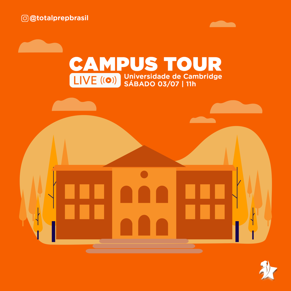 totalprepbrasil's tweet photo. CAMPUS TOUR

Amanhã às 11 horas (horário de Brasília) teremos mais uma Live conhecendo os arredores da Universidade em Cambridge, Inglaterra. Pelo Instagram @totalprepbrasil, então já ativa o sininho para não perder!

#live #campustour #cambridge https://t.co/khz5EoGzj0
