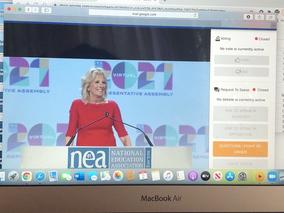 Skotch73's tweet photo. FLOTUS in the house at #NEARA2021 @edvotes @nysut https://t.co/2Gd9aFFgEi