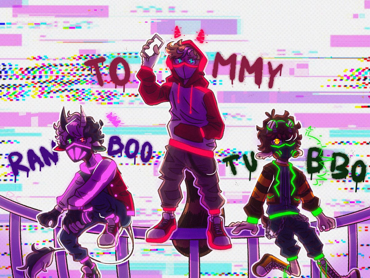 TheBreadGod_'s tweet photo. // Bright Colors
. 
.
.
.
Benchtrio Cyberpunk !!

This one took alot longer then it should have 

(This is dtiys made by @dokidokidraws )

[ @TubboArt @ranbooart @artists_mcyt #benchtriofanart #doki7k ] https://t.co/CQZndUhqsl