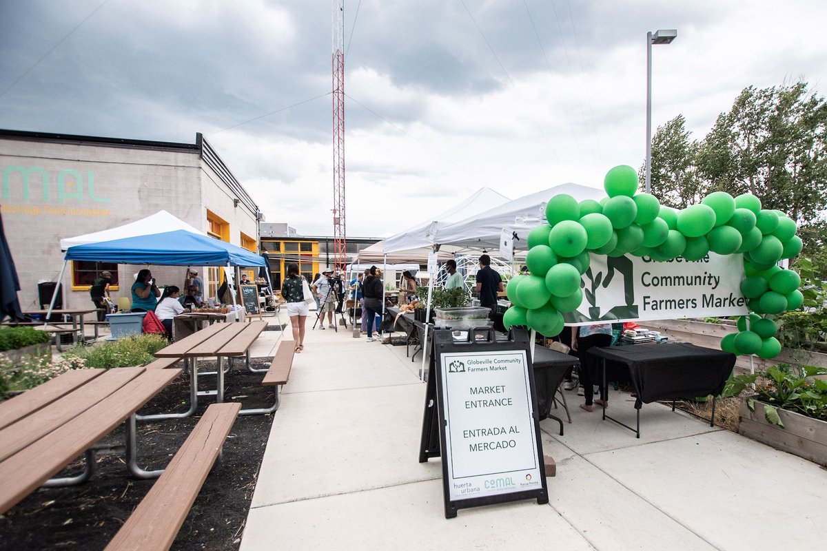 MetroCaring's tweet photo. The Globeville Community Farmers Market’s pay-what-you-can model encourages community economic support while maintaining affordable accessibility to fresh, seasonal local produce and other pantry essentials. #globeville #farmersmarket #wearemetrocaring https://t.co/Bukan3RNf9 https://t.co/3kCfeUlp3r