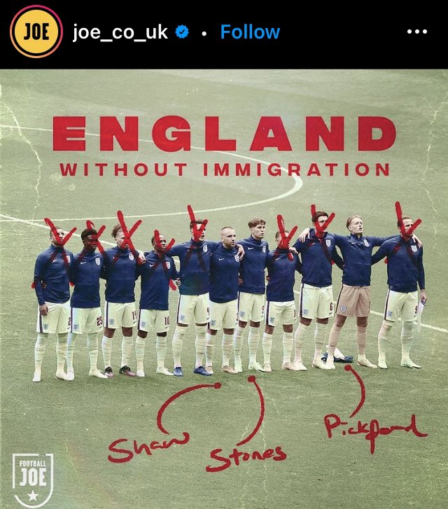 Connor_Shorty's tweet photo. This is such a pointless graphic. If it weren’t for immigration, I would be French. But I still bloody loved watching Switzerland knock em out. #ComeOnEngland #EURO2020 #ItsComingHome https://t.co/4PXAu6rt0E
