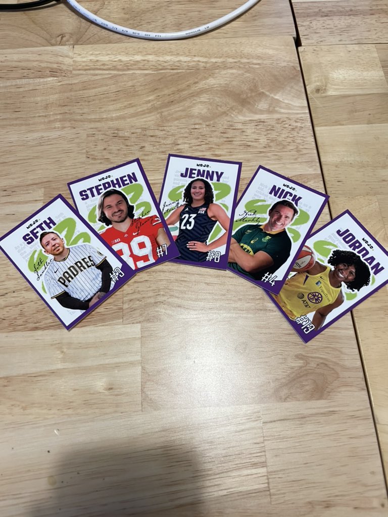 SethSandler's tweet photo. Our business cards came in. I’m collecting all my coworkers 🤣. 

Our heads photoshopped on some of our favorite players. Our stats (contact info) are on the back. https://t.co/1AL6Eme07q