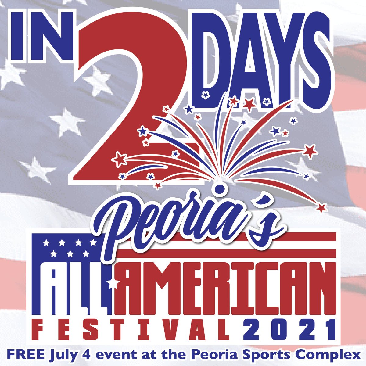 IN TWO DAYS join us for Peoria’s All-American Festival 2021, a FREE in-person event featuring Roger Clyne &amp; The Peacemakers and the LARGEST fireworks show in the Valley. It all starts at 5 p.m. 

Visit peoriaaz.gov/specialevents for more info.
 
#FourthofJuly #Fireworks #July4