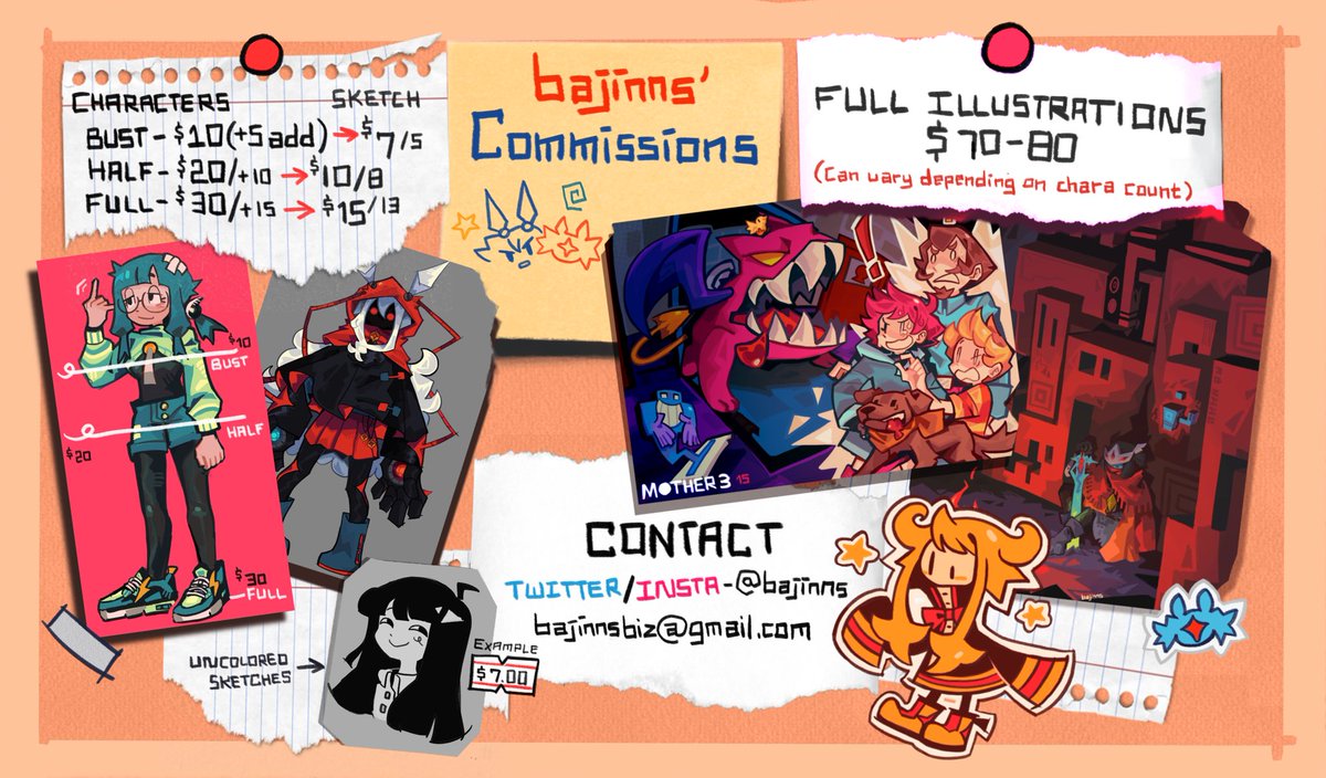 Trying out commissions!! Contact listed below if you have any questions/ would like to claim a slot 🌟
