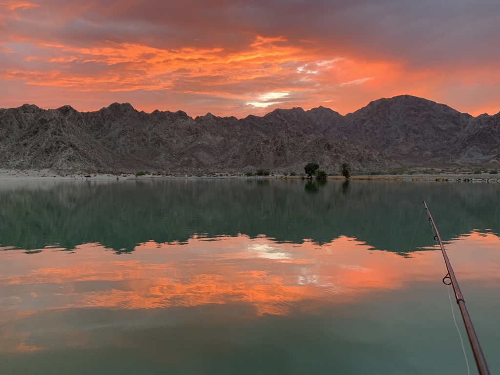 JohnSlama's tweet photo. Fishing at sunset at Lake Cahuilla. @NWSSanDiego https://t.co/cWUXh71QD5