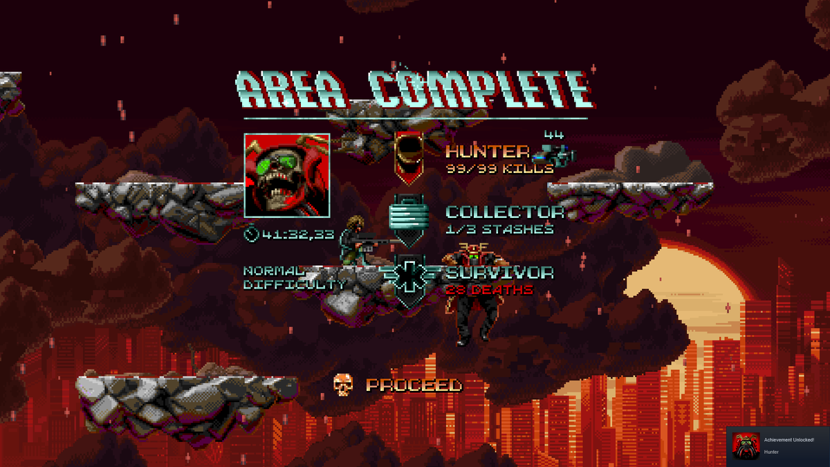 kdrnic's tweet photo. Just finished @HuntdownGame - I got it at 98% as well on normal difficulty, although I imagine getting this last 2% won't be easy at all

Absolutely excellent game, highly recommended, so far I have given it very well enjoyed 15h https://t.co/swPGtotiqX
