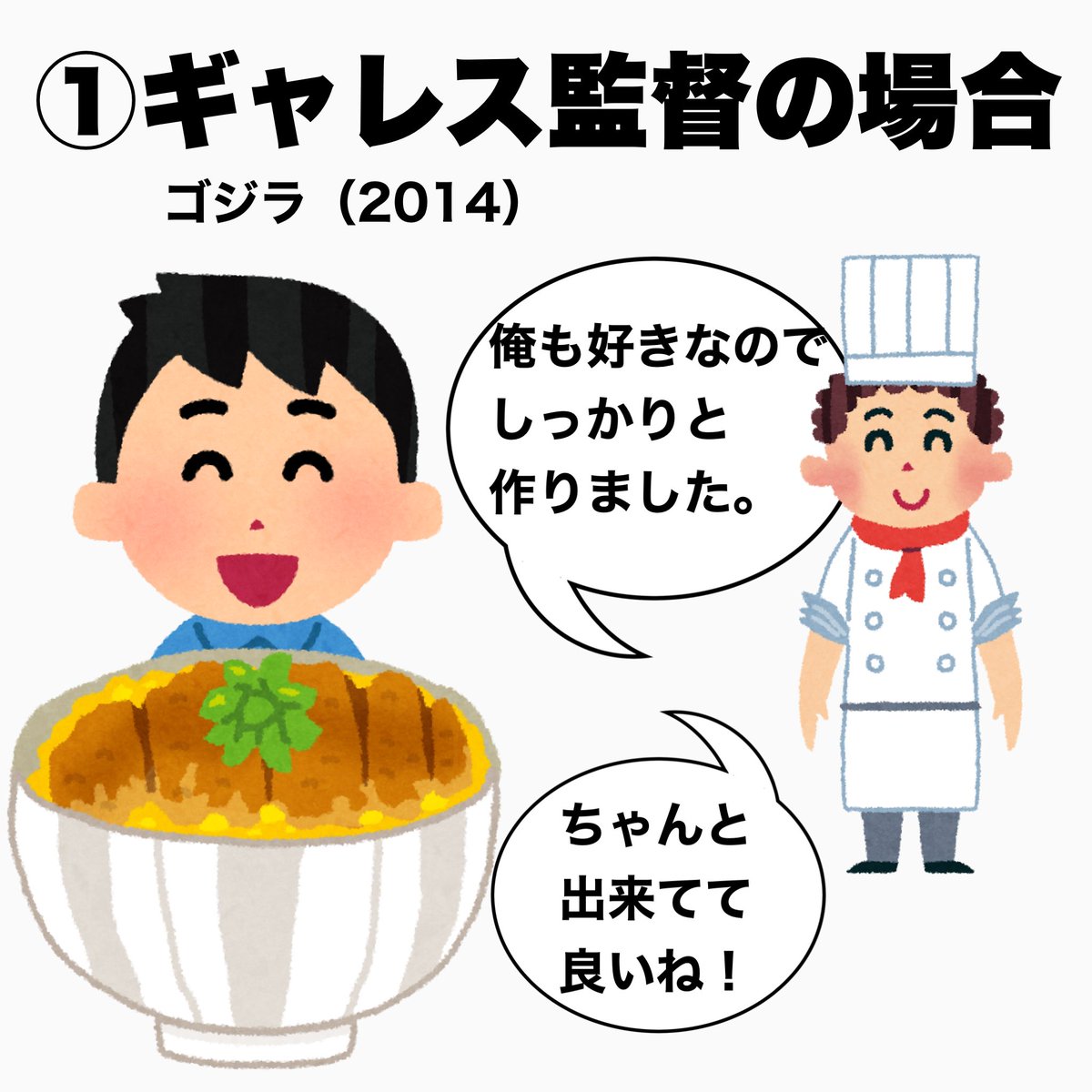 ネタバレなし ハリウッド版ゴジラ3部作の雰囲気をカツ丼で例えるとこんな感じ 好きなだけ見せてやるぜ Togetter ネタバレなし ハリウッド版ゴジラ3部作の雰囲気をカツ丼で例えるとこんな感じ 好きなだけ見せてやるぜ Togetter