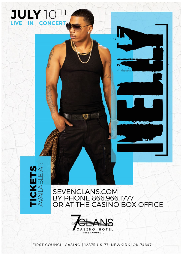 Tickets are flying for <a href="/Nelly_Mo/">.</a> at First Council Casino in Newkirk, #Oklahoma on Saturday, July 10th! A few reserved and VIP seats left, secure yours at TicketStorm.com -> bit.ly/Nelly_NewkirkO…