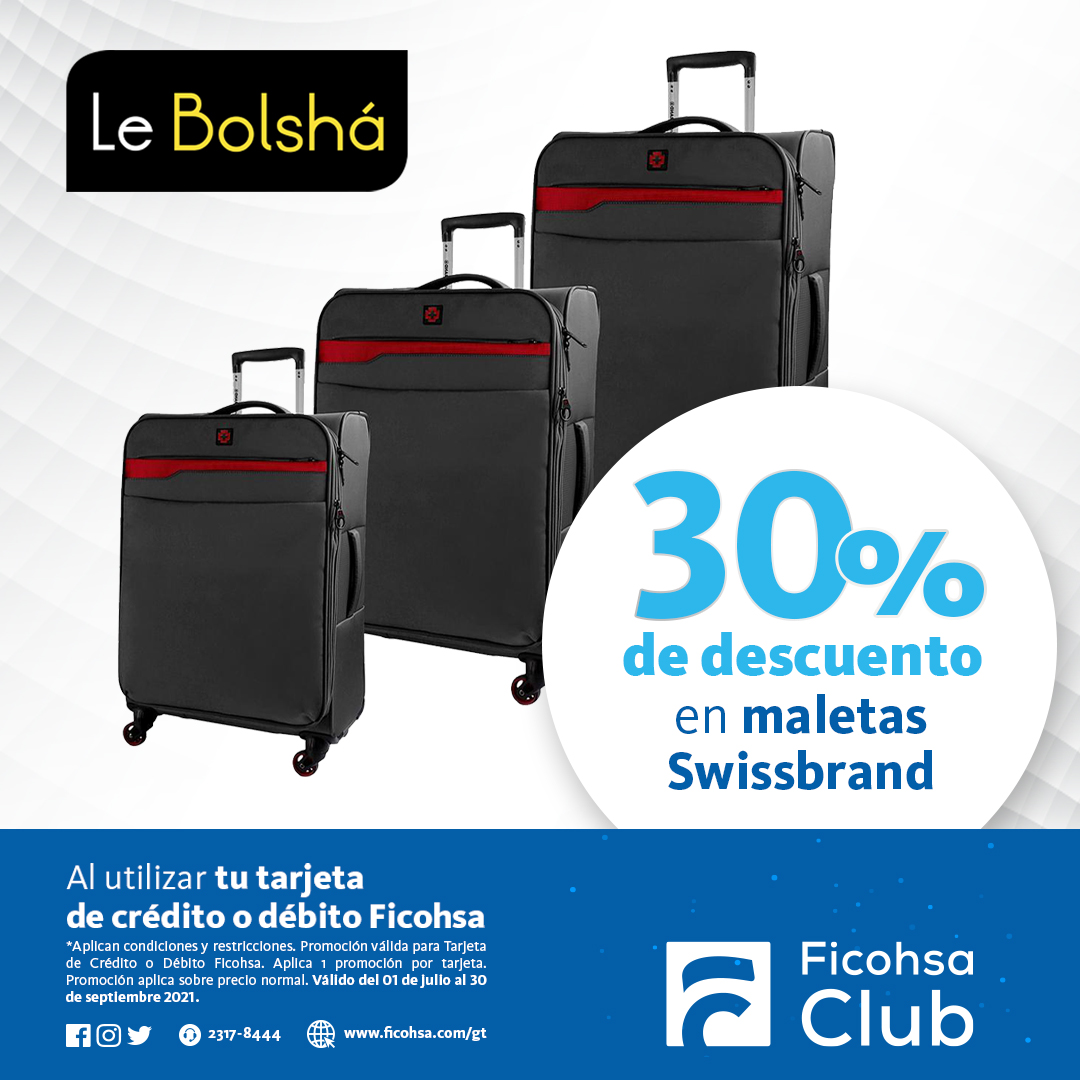 Banco Ficohsa Guatemala on Twitter: "Obtén 30% de en maletas Swissbrand en Le Bolshá al realizar tu compra con tu Tarjeta de Crédito o Débito Ficohsa 💳 Tus Tarjetas Ficohsa te