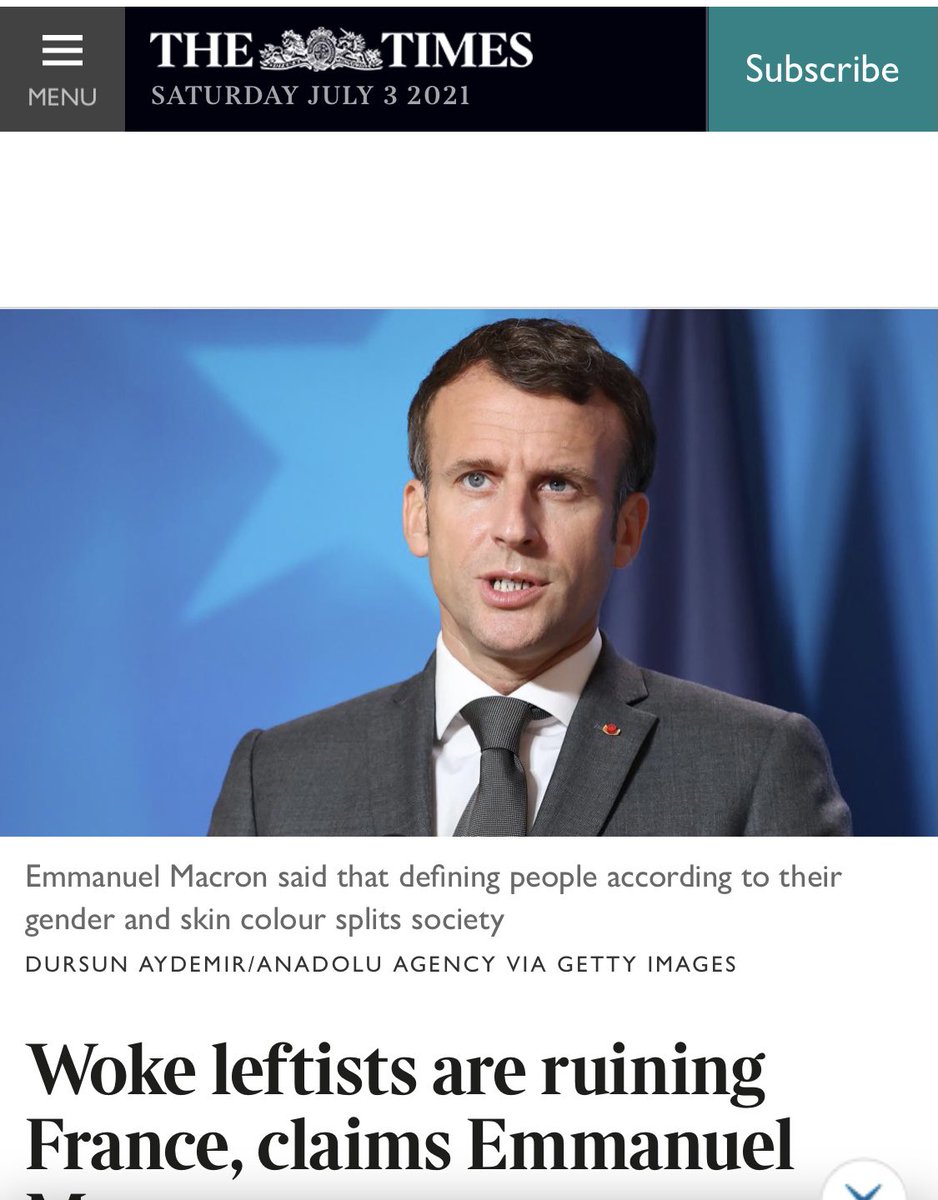 USAlert_'s tweet image. الرئيس الفرنسي ايمانويل ماكرون:"التطرف (اليساري) يدمر فرنسا"

ويضيف:"بشكل متسارع ارى مجتمعنا يصبح أكثر تركيزاً على العرق والجنس، لقد حررنا انفسنا من ذلك في السابق ولكننا نعود له اليوم من زاوية معاكسة، يجب أن ندافع عن النموذج الفرنسي في وجه ما يصدر من الجامعات في بريطانيا وأمريكا"