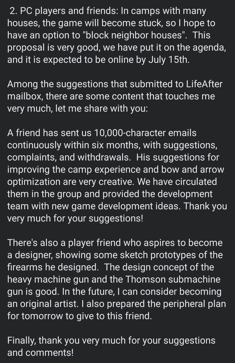 CATEYES28173408's tweet image. #LifeAfter #Season3
#GameOptimization
OFFICIAL PATCH NOTES FROM PRODUCER OF LIFEAFTER - DEVELOPER TEAM