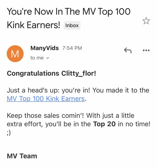 Yay! Congratulations to me! 🥳🎉. Top 100 kink and Director earners on Manyvids!! 💃🏻 https://t.co/Cnve<a href="/tag/mvsales"class="tags"><span>#mvsales</span></a><a href="/tag/vipfanclub"class="tags"><span>#vipfanclub</span></a>