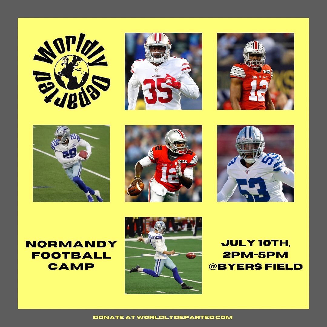 HunterNiswander's tweet photo. Thrilled to announce my nonprofit, Worldly Departed’s first events on 7/10! We will have 2 camps benefiting the @WoodridgeAth &amp; @normandyath 🏈 teams! 

PLEASE consider donating at https://t.co/8T0AqPrWAG 

ANY donations over $300 will be sent a signed Niswander Cowboys jersey! https://t.co/uq4Sv4S4UR