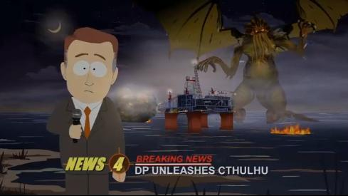 AkiLionBright's tweet photo. It's definitely getting bad when South Park is beating Simpsons to the punch. They called the Cthulhu oil spill https://t.co/3nvCYHdVG0
