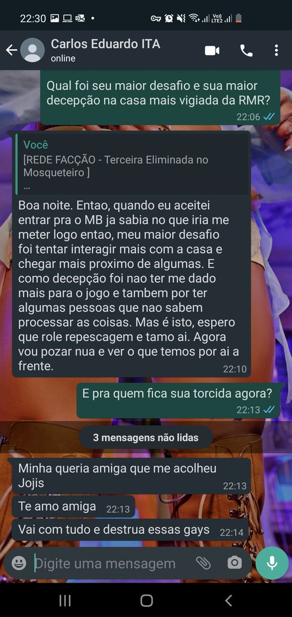 MBichas's tweet photo. [REDE FACÇÃO - ENTREVISTA COM AS ELIMINADAS]

Após a eliminação as ELIMINADAS @charlinhoxcx e @dudssouza22 foram entrevistadas pela Cascavel da Tabatinga, Monique Kalahari, e elas desabafaram sobre os desafios enfrentados no Master Bichas 3, confira! https://t.co/8wiaPTWmMF