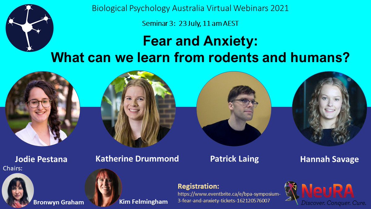 biolpsychaust's tweet photo. The next BPA Virtual Symposium will showcase #translational approaches to understanding #anxiety disorders. Chaired by Kim Felmingham and Bronwyn Graham it promises to be excellent! 

11am (AEST) Monday 12th July

Register via eventbrite  https://t.co/qQDgHQThUe https://t.co/76fMhWvlsM