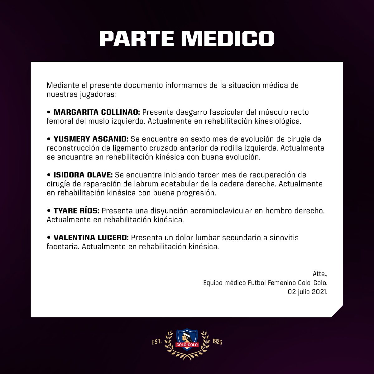 ColoColoFem's tweet photo. Estarรก siempre disponible antes de cada partido ๐
ยฟLes gustรณ? ๐
#GuiaInformativa ๐
#VamosLasAlbas ๐ค๐ผ https://t.co/8MKznZ6uLW