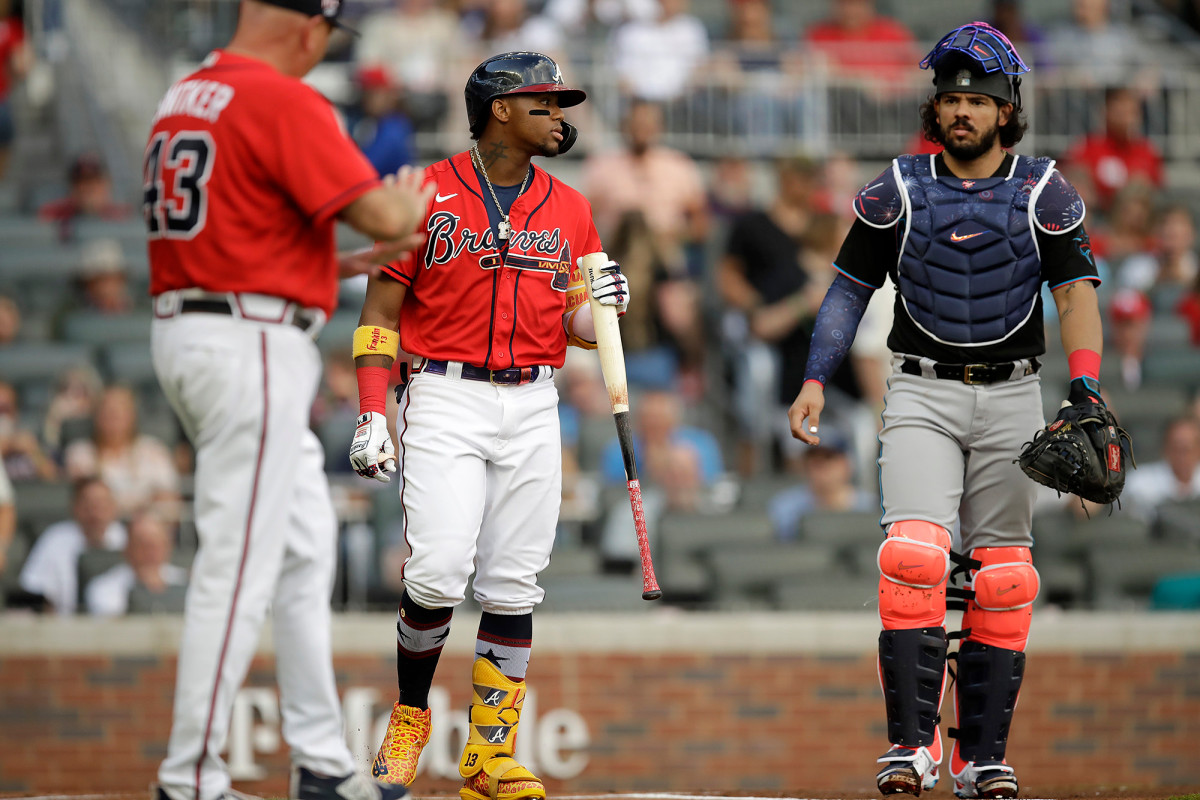 Marlins' pitcher ejected after one pitch as Ronald Acuna Jr. feud escalates