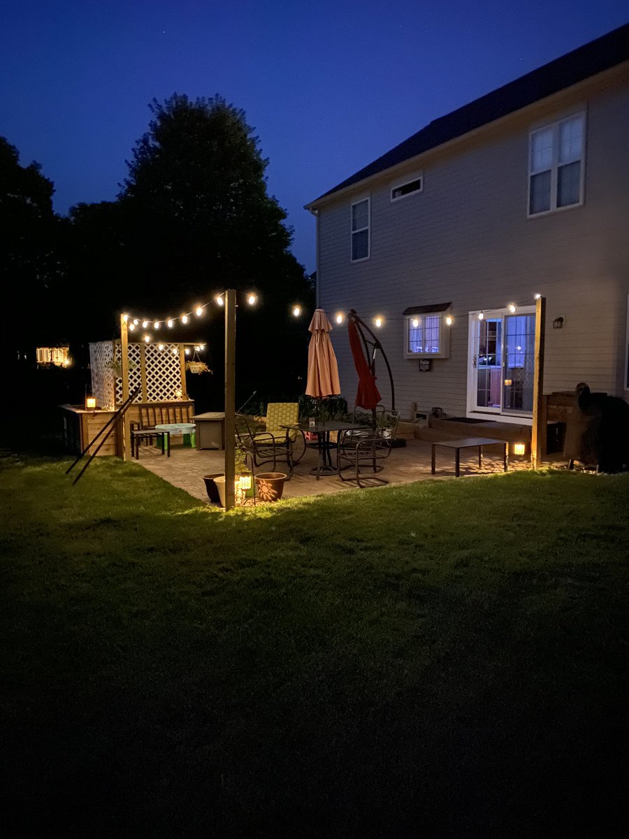 When my wife and I bought this house it had a 10x12 cement foundation. We've done a lot of work. It's coming together nicely. Also set up those posts to double as a movie projector screen.