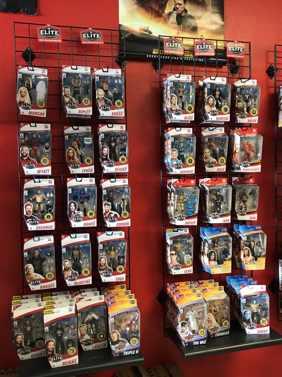 Thank You @WrestlingGuyHP once again. Had to double up on some figures for display. Once again if you’re in SoCal GO!! #collectorshelpingcollectors #CHC Deonna Purrazzo and Steve Maclin signing next week 7/10. Just look at those Elites, this not including Basics,shirts,belts etc.