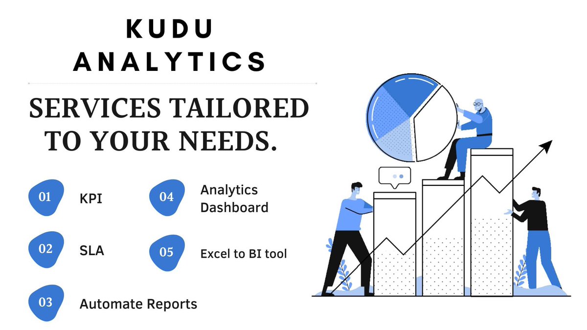 KuduAnalytics's tweet image. Our Services Tailored to Your Needs. Schedule FREE Consultation Today. #KududAnalytics #DataAnalyticsCompany #Businesses #DigitalTransformation #businessgrowth