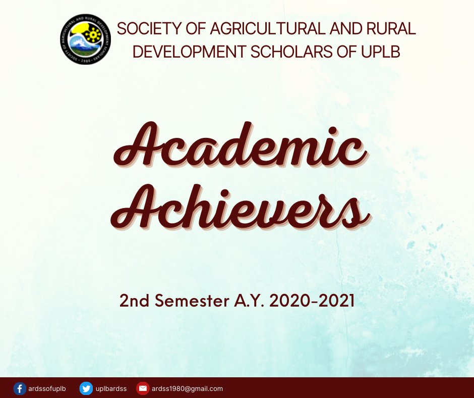 uplbardss's tweet photo. We have conquered another semester! Even though this semester is one roller coaster ride because of the pandemic, UPLB ARDSS proudly congratulates our brothers and sisters who became Academic Achievers during the Second Semester of Academic Year 2020-2021. https://t.co/lCujtFmS6M