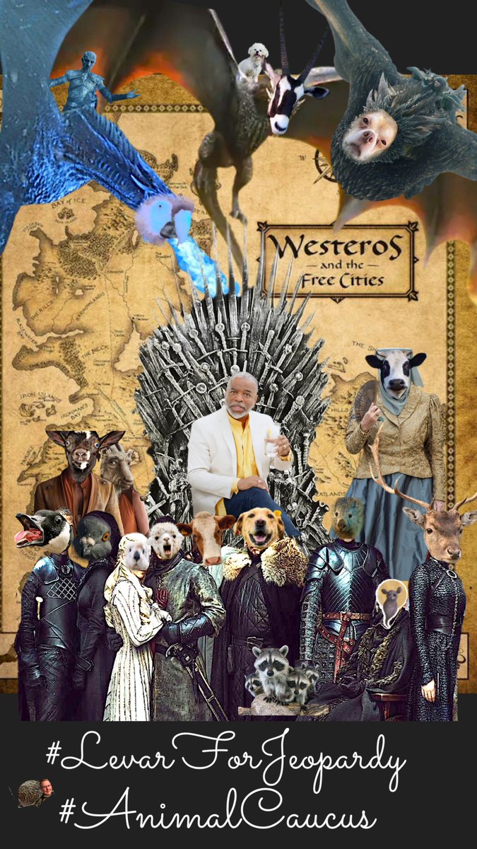 TedCruzPoodle's tweet photo. @OtterMunchy @Mitch_Mc_Turtle @Chris_racCoons @melissamonetxxx @purplegromit11 @OOrynx @nunes_goat @LiberalWombat @stampwithjenny @filmraven @AnnMadMax @HatsVt @GreenesLlama @LeviFetterman @mrivera11191 @DevinCow @m_crouton @paulgb @levarburton Iron brow & Iron Throne.
#LeVarForEVERYTHING 💫
#AnimalCaucus
#AnimalCaucusJeopardy
#Notjosh
#parrotplacement 🦜
#GameOfThrones
@DevinCow
@JoshuaZide https://t.co/zoupSA8EAm