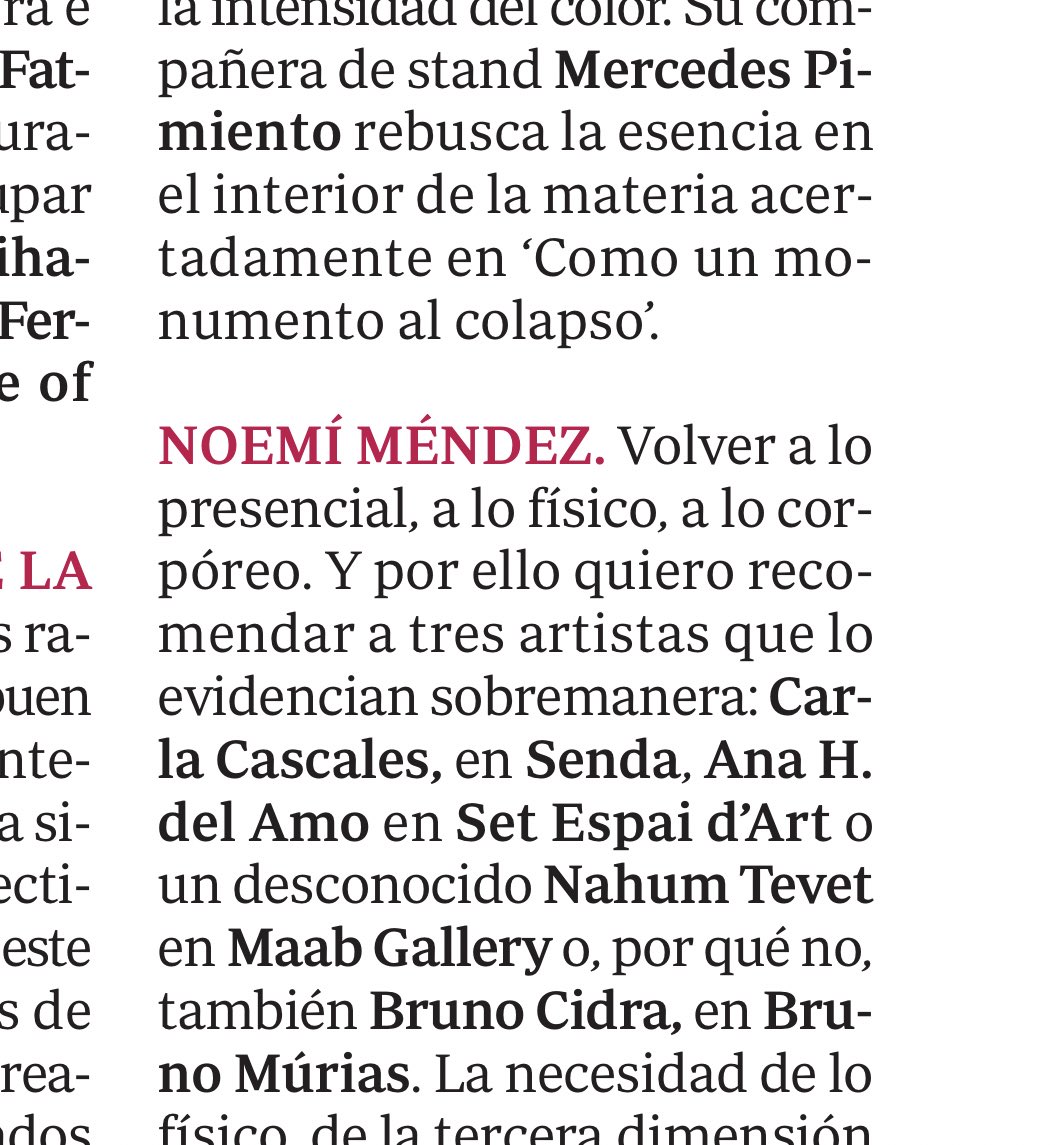 NoemiMendez's tweet photo. Pues en el @ABC_Cultural tenéis las recomendaciones que os hacemos… Quizás la emoción del reencuentro me ha llevado a dejarme arrastrar por lo físico, lo corpóreo… hoy puedes tomar un café de julio conociendo nuevos artistas… o recordando el trabajo de los que ya conoces… ⚡️ https://t.co/gah14wqfm0