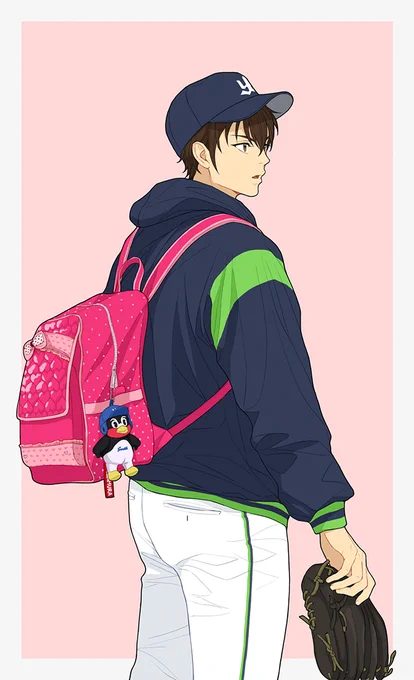 若手投手に可愛いブルペンリュックを持たせるのが好き💖💖 