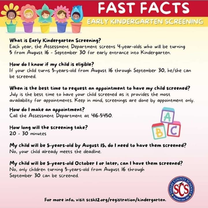 Check out this information for 4 year old Kindergarten eligibility. #ilovelucyes #EagleStrong #SCSis901 #ReturnStronger #REIMAGINE901 @SCSK12Unified <a href="/EmpowerSCS/">SCSFACE</a>