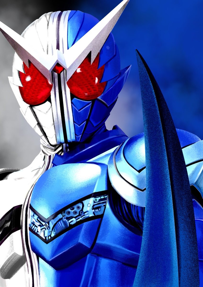 1boy male focus solo upper body red eyes armor tokusatsu  illustration images