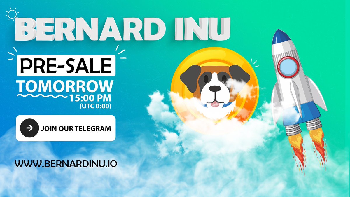 Bernard Inu is not just a token. We have a dream and a strong team working for it

🐶BERNARD INU🐶
    💲BERNARD💲                                                            
Pre-Sale 3 july on
Website: bernardinu.io
Telegram: t.me/BERNARDINU_Off…
Tw <a href="/Bernard_Inu/">can</a>