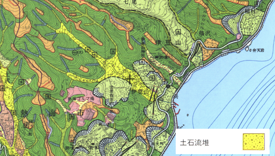 うさぎ 熱海で土石流が発生した場所を地理院地図の土地条件図で見たところ ちょうど土石流堆のところだった うさぎ 熱海で土石流が発生した場所を地理院地図の土地条件図で見たところ ちょうど土石流堆のところだった