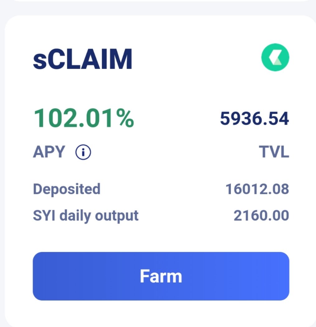 shouyi.ai (@shouyiai) on Twitter photo 📣 📣 $CLAIM <a href="/claimdotxyz/">claimfinance</a> Single Token Mining are live on shouyi.ai/hsc
🔥 🔥 Current APY: 102.01%
#HSC #HooSmartChain 📣 📣 $CLAIM <a href="/claimdotxyz/">claimfinance</a> Single Token Mining are live on shouyi.ai/hsc
🔥 🔥 Current APY: 102.01%
#HSC #HooSmartChain