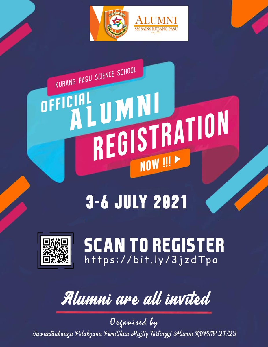AlumniKupsis's tweet photo. Dear Alumni, 

Voting registration is available from the 3rd - 7th July 2021. Your cooperation to register as an eligible voting candidate is highly appreciated, to ensure satisfactory voting turnout rate during the Election Day.

Link for registration :
https://t.co/4QrHL1Phbp https://t.co/PO8h9nHKAm