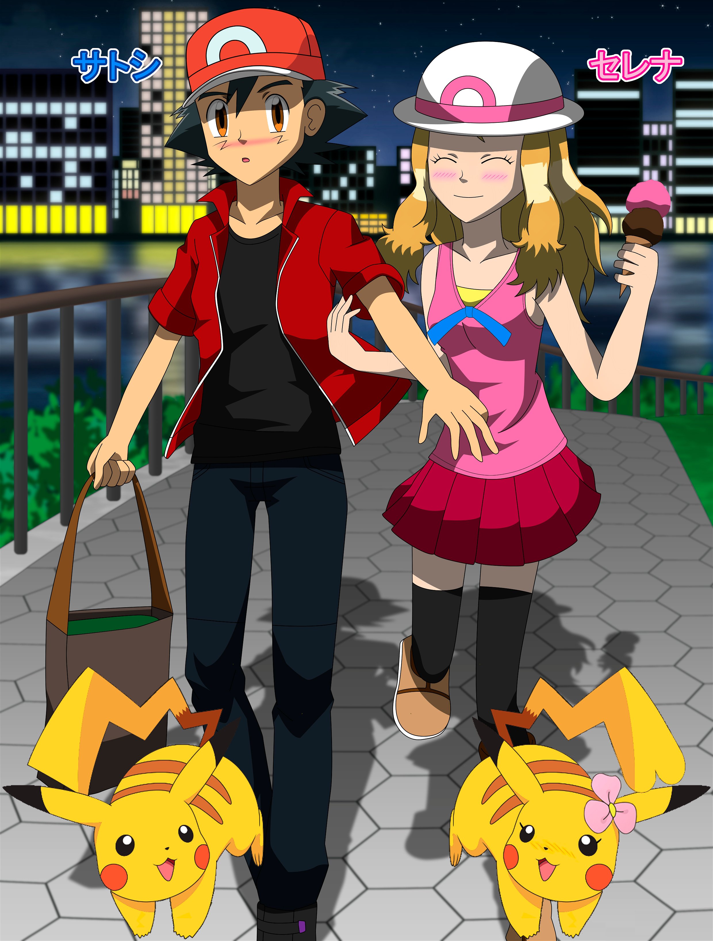 Magic ポケモン With Everyone Serena Returns With Satoshi In Pallet Town Both In Love Amp Blushing By Their Feelings Serena Has New Look Her Hair Grew New Hairstyle Her Blue Ribbon On New