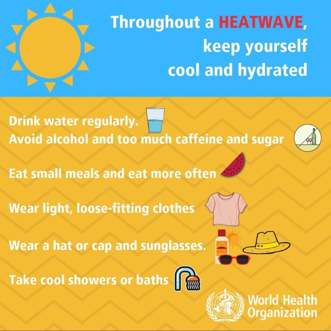 PubHealthBullet's tweet image. As #intenseheat waves strike a number of countries and  shatter all-time temperature records in usually temperate cities it is essential to stay hydrated and cool.
#stayhydrated 
#becool 
@WHO @WHOSEARO