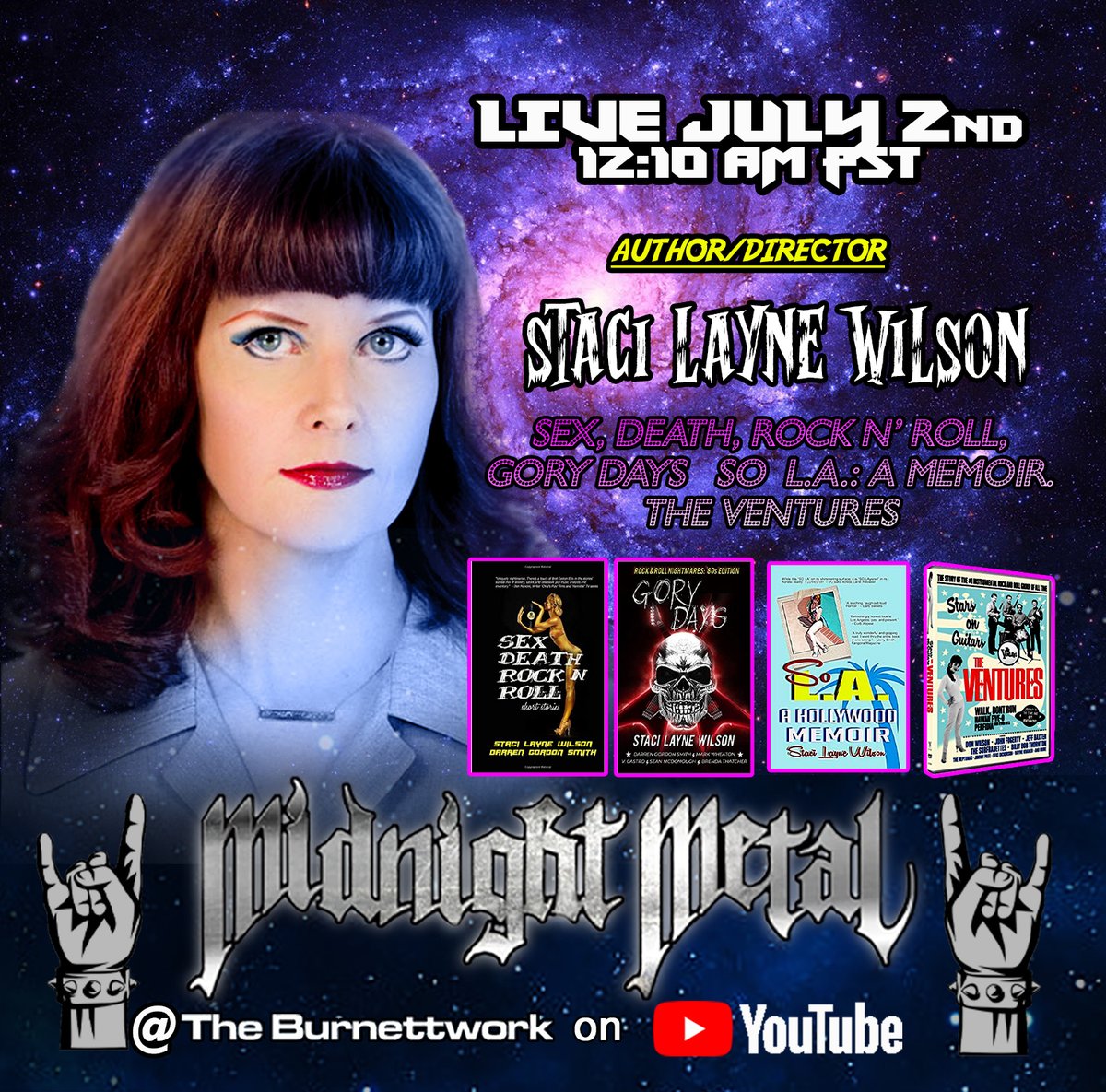 RMBee's tweet image. .@ROBSERVATIONS presents MIDNIGHT METAL! Tonight with special guest writer/director and woman of HORROR @staciwilson! You won't want to miss this MIDNIGHT TONIGHT PDT on @TBurnettwork! Join the #PostGeekSingularity, and add your voice to the conversation! youtu.be/j75IlgUDrDg