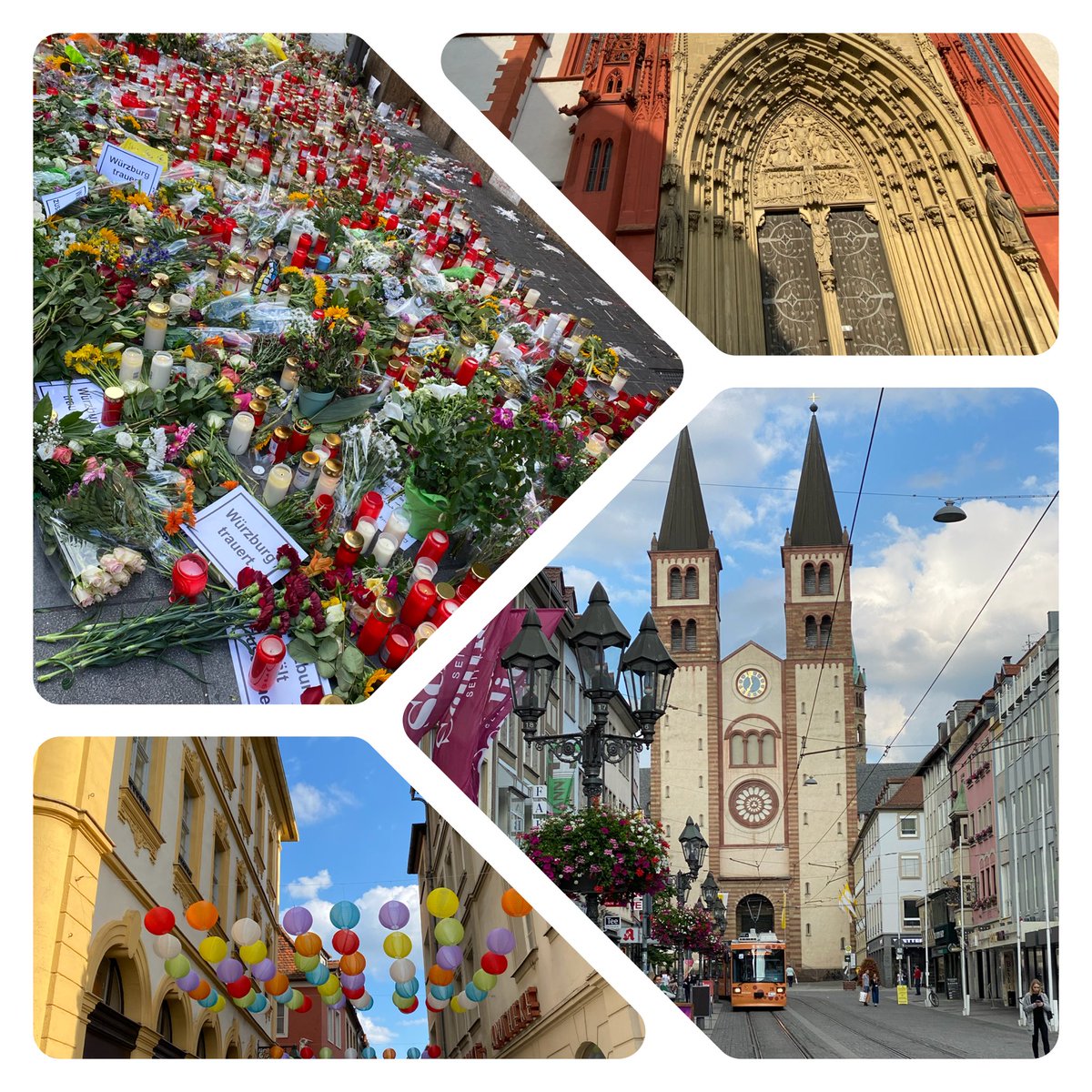 Seit langem wieder in Würzburg, u. darf angehende Psychotherapeut*innen durch ihre Selbsterfahrung begleiten. Gleichzeitig wird von uns, vor Ort Supervision als Kriseninterventionsteam für die Therapeut*innen angeboten. Die Menschen zeigen offen ihre Trauer an der Gedenkstätte.