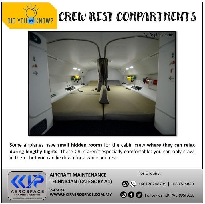 ei_sun_oh's tweet photo. Do you know there are crew rest compartments in some #airplane?
@KKIPAerospace
Aircraft Maintenance Technician program
(Part 66 Cat. A1)
Visit https://t.co/Yqc1a7hebR
Whatsapp +60128248739
#kkipaerospace #aviation #Sabah #aerospace #part66 #aircraftmaintenance
#midsabah #kkip https://t.co/ZUTQGyfjlp