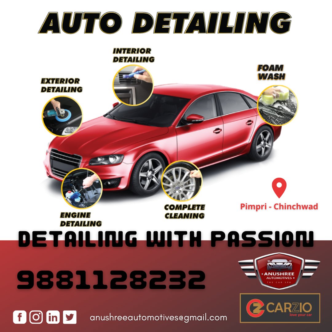AnushreeAuto's tweet photo. We don't just wash your car, we pamper it!
+919881128232
anushreeautomotives@gmail.com
@AnushreeAuto
#anushreeautomotives #autodetailing #interiordetailing #exteriordetailing #foamwash #detailingexpert #cardetailing #carautomotives #enginedetailing #premiumwash #chinchwad https://t.co/kop649T6Ac