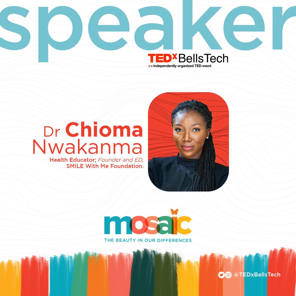 Dr Chioma Nwakanma-Akanno (@drzobo) on Twitter photo TEDx Speaker 2.0🎙
Honoured to be sharing ideas on health with the student community <a href="/TedxBellsTech/">TEDxBellsTech</a>.
The theme “Mosaic”, resonates with everything this era represents and I can’t wait to share, and equally learn from other amazing speakers.
Can you guess my topic for today😃? TEDx Speaker 2.0🎙
Honoured to be sharing ideas on health with the student community <a href="/TedxBellsTech/">TEDxBellsTech</a>.
The theme “Mosaic”, resonates with everything this era represents and I can’t wait to share, and equally learn from other amazing speakers.
Can you guess my topic for today😃?