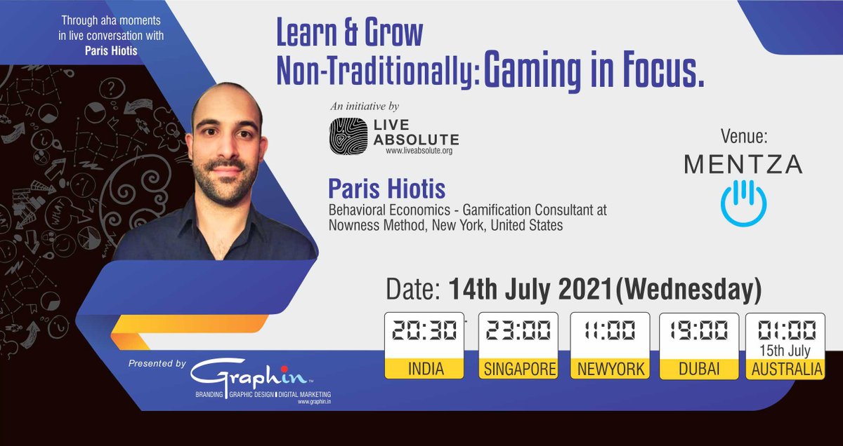 GraphinCommuni1's tweet image. We proudly present @ParisHiotis to learn more on gaming for habit stacking. Join with 
@AjeshKumarNK on  @MentzaCircles
 for #Conversation 
Please Join: lnkd.in/gvJMuue
#20minliveaudio #LetsGetTalking #Habit #LiveAbsolute #Gamification #Success #communications